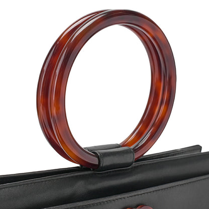 CHANEL Handbag Matrasse Lambskin Tortoiseshell Handle Black Gold-Tone Hardware, Pre-Owned