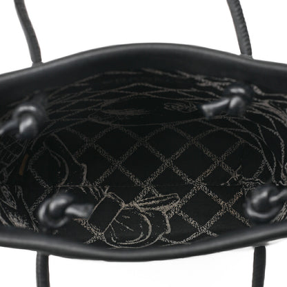 CHANEL Mini Tote Bag Essential Logo Mark Lambskin Black Silver-Tone Hardware, Pre-Owned