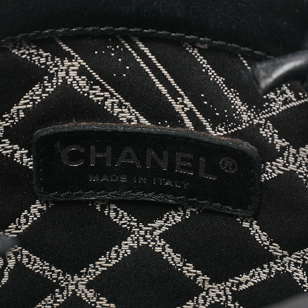 CHANEL Mini Tote Bag Essential Logo Mark Lambskin Black Silver-Tone Hardware, Pre-Owned