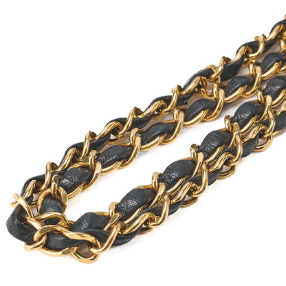 CHANEL Chain Shoulder Bag Matelasse 23cm Double Flap Lambskin Black Gold-Tone Hardware, Pre-Owned