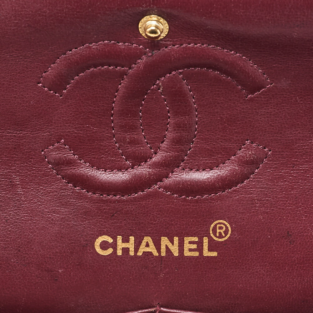 CHANEL Chain Shoulder Bag Matelasse 23cm Double Flap Lambskin Black Gold-Tone Hardware, Pre-Owned