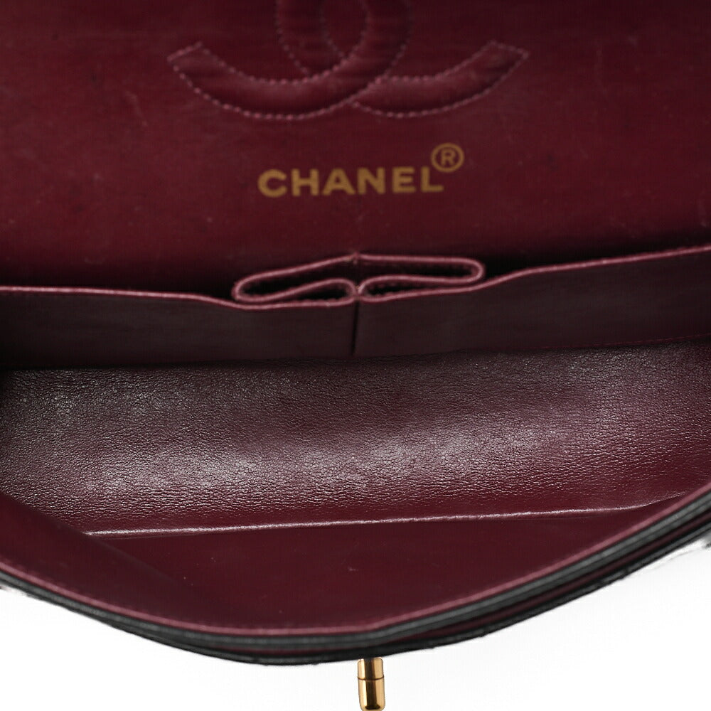 CHANEL Chain Shoulder Bag Matelasse 23cm Double Flap Lambskin Black Gold-Tone Hardware, Pre-Owned