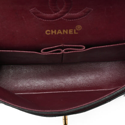 CHANEL Chain Shoulder Bag Matelasse 23cm Double Flap Lambskin Black Gold-Tone Hardware, Pre-Owned