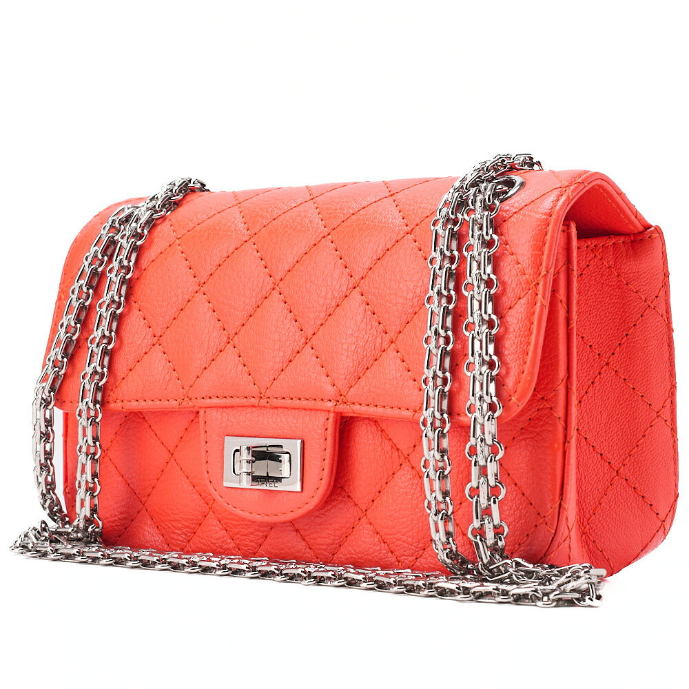 CHANEL Matelasse 2.55 Lock Single Chain Shoulder Bag Caviar Skin Orange Silver-Tone Hardware, Pre-Owned