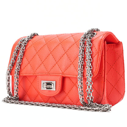 CHANEL Matelasse 2.55 Lock Single Chain Shoulder Bag Caviar Skin Orange Silver-Tone Hardware, Pre-Owned