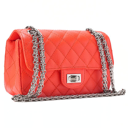 CHANEL Matelasse 2.55 Lock Single Chain Shoulder Bag Caviar Skin Orange Silver-Tone Hardware, Pre-Owned