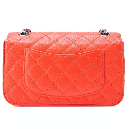 CHANEL Matelasse 2.55 Lock Single Chain Shoulder Bag Caviar Skin Orange Silver-Tone Hardware, Pre-Owned