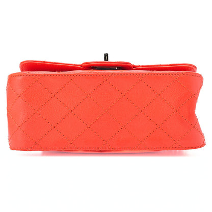 CHANEL Matelasse 2.55 Lock Single Chain Shoulder Bag Caviar Skin Orange Silver-Tone Hardware, Pre-Owned