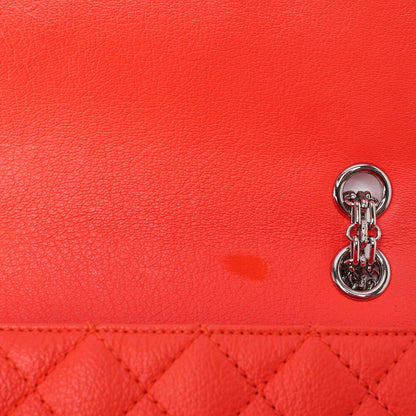 CHANEL Matelasse 2.55 Lock Single Chain Shoulder Bag Caviar Skin Orange Silver-Tone Hardware, Pre-Owned