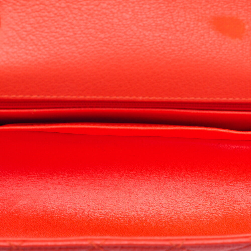 CHANEL Matelasse 2.55 Lock Single Chain Shoulder Bag Caviar Skin Orange Silver-Tone Hardware, Pre-Owned