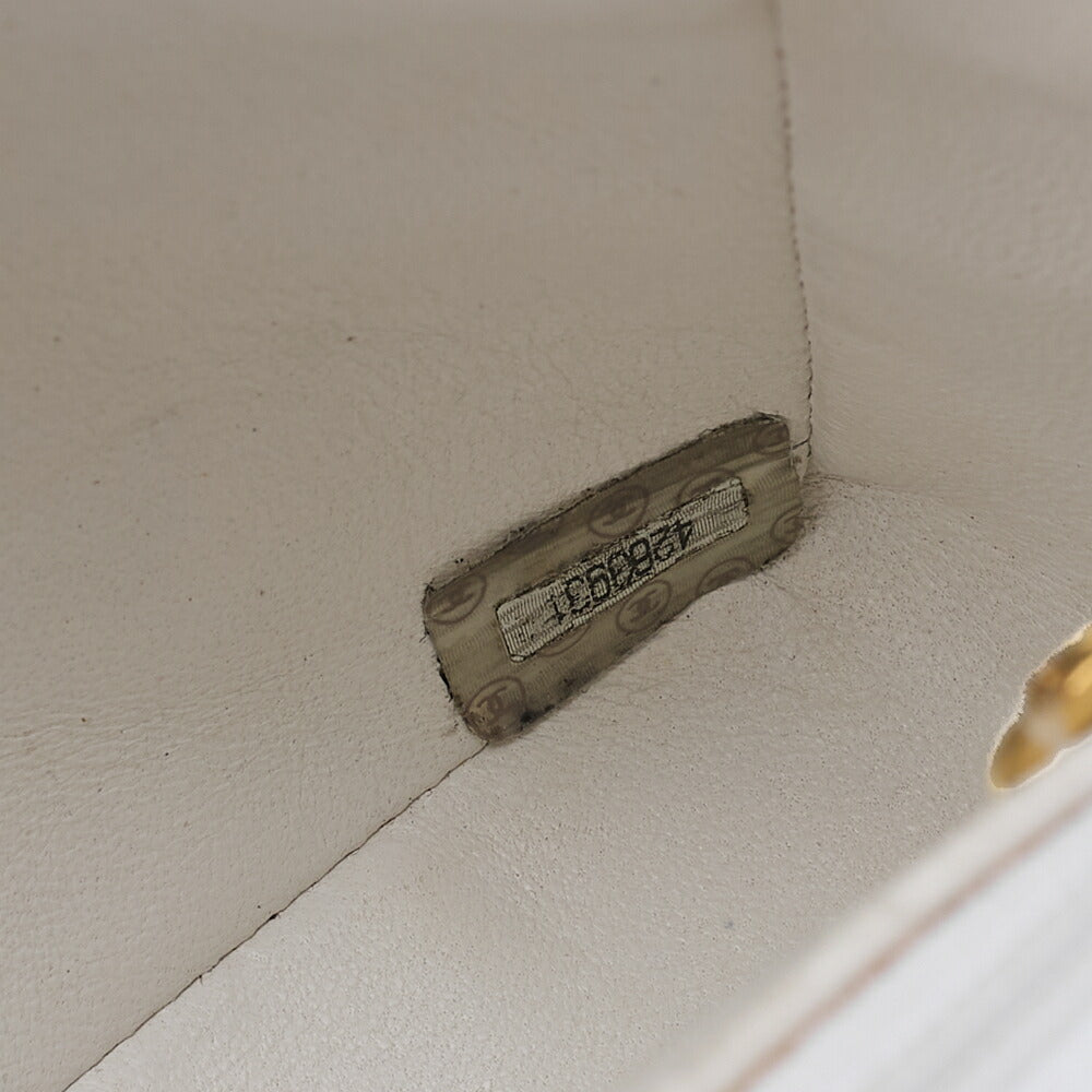 CHANEL Chain Shoulder Bag Mini Matrasse 17cm Lambskin White Single Flap Turnlock Gold-Tone Hardware, Pre-Owned