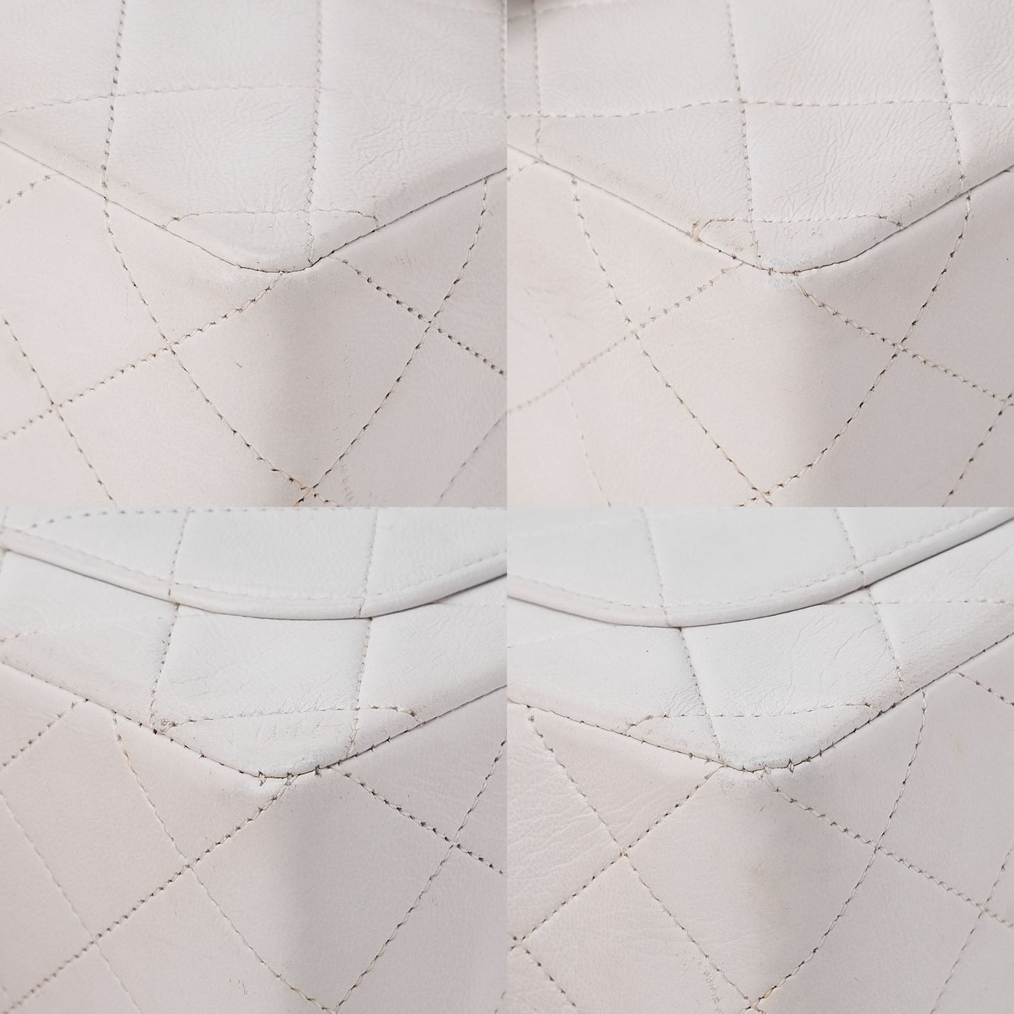 CHANEL Chain Shoulder Bag Mini Matrasse 17cm Lambskin White Single Flap Turnlock Gold-Tone Hardware, Pre-Owned