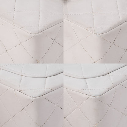 CHANEL Chain Shoulder Bag Mini Matrasse 17cm Lambskin White Single Flap Turnlock Gold-Tone Hardware, Pre-Owned