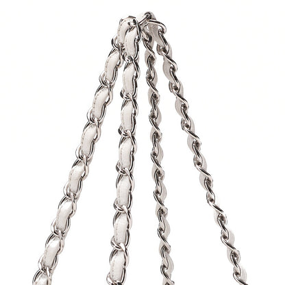 CHANEL Tote Bag Matelasse Lambskin Double Chain Shoulder PTT White Silver-Tone Hardware, Pre-Owned