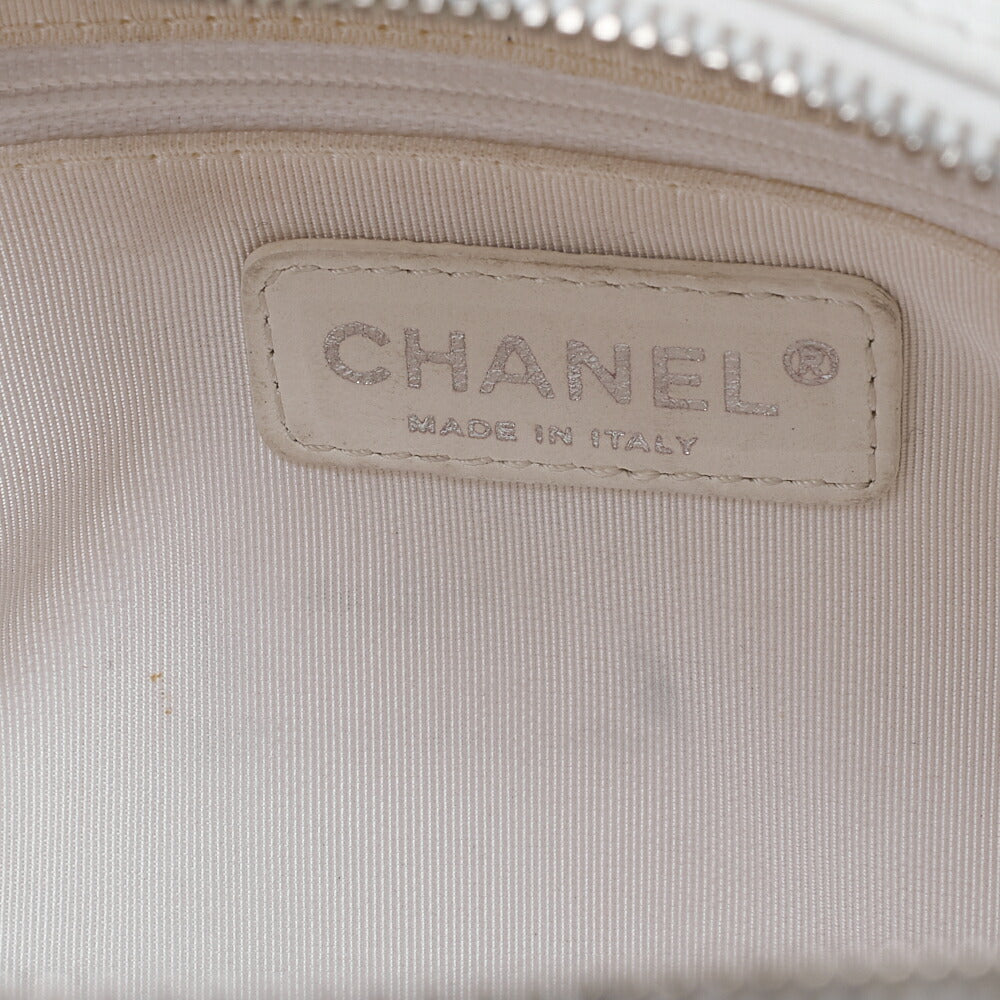 CHANEL Tote Bag Matelasse Lambskin Double Chain Shoulder PTT White Silver-Tone Hardware, Pre-Owned