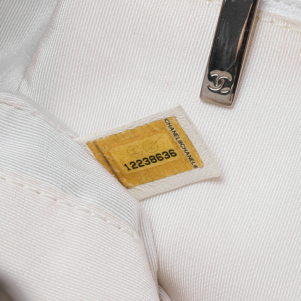 CHANEL Tote Bag Matelasse Lambskin Double Chain Shoulder PTT White Silver-Tone Hardware, Pre-Owned