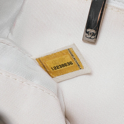 CHANEL Tote Bag Matelasse Lambskin Double Chain Shoulder PTT White Silver-Tone Hardware, Pre-Owned