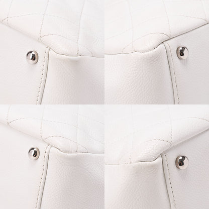 CHANEL Tote Bag Matelasse Lambskin Double Chain Shoulder PTT White Silver-Tone Hardware, Pre-Owned