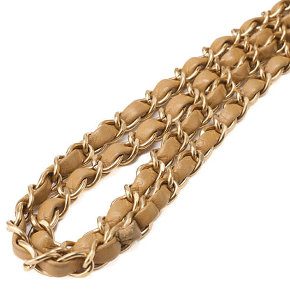 CHANEL Chain Shoulder Bag Chocolate Bar Wild Stitch Lambskin Beige Gold-Tone Hardware, Pre-Owned