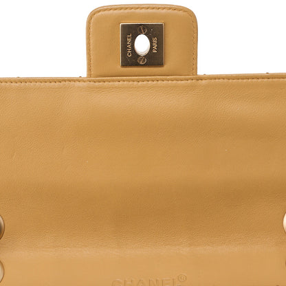 CHANEL Chain Shoulder Bag Chocolate Bar Wild Stitch Lambskin Beige Gold-Tone Hardware, Pre-Owned