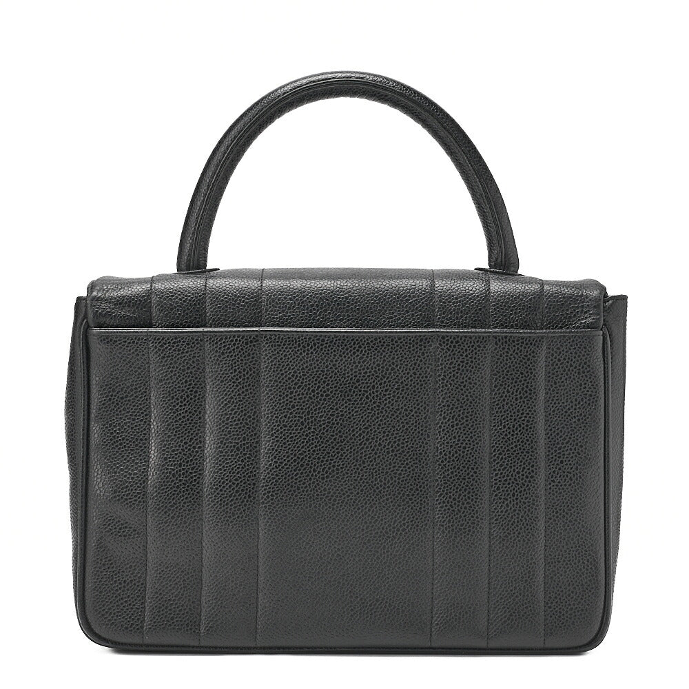 CHANEL Handbag Mademoiselle Turnlock Caviar Skin Black Gold-Tone Hardware, Pre-Owned