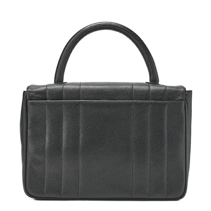 CHANEL Handbag Mademoiselle Turnlock Caviar Skin Black Gold-Tone Hardware, Pre-Owned