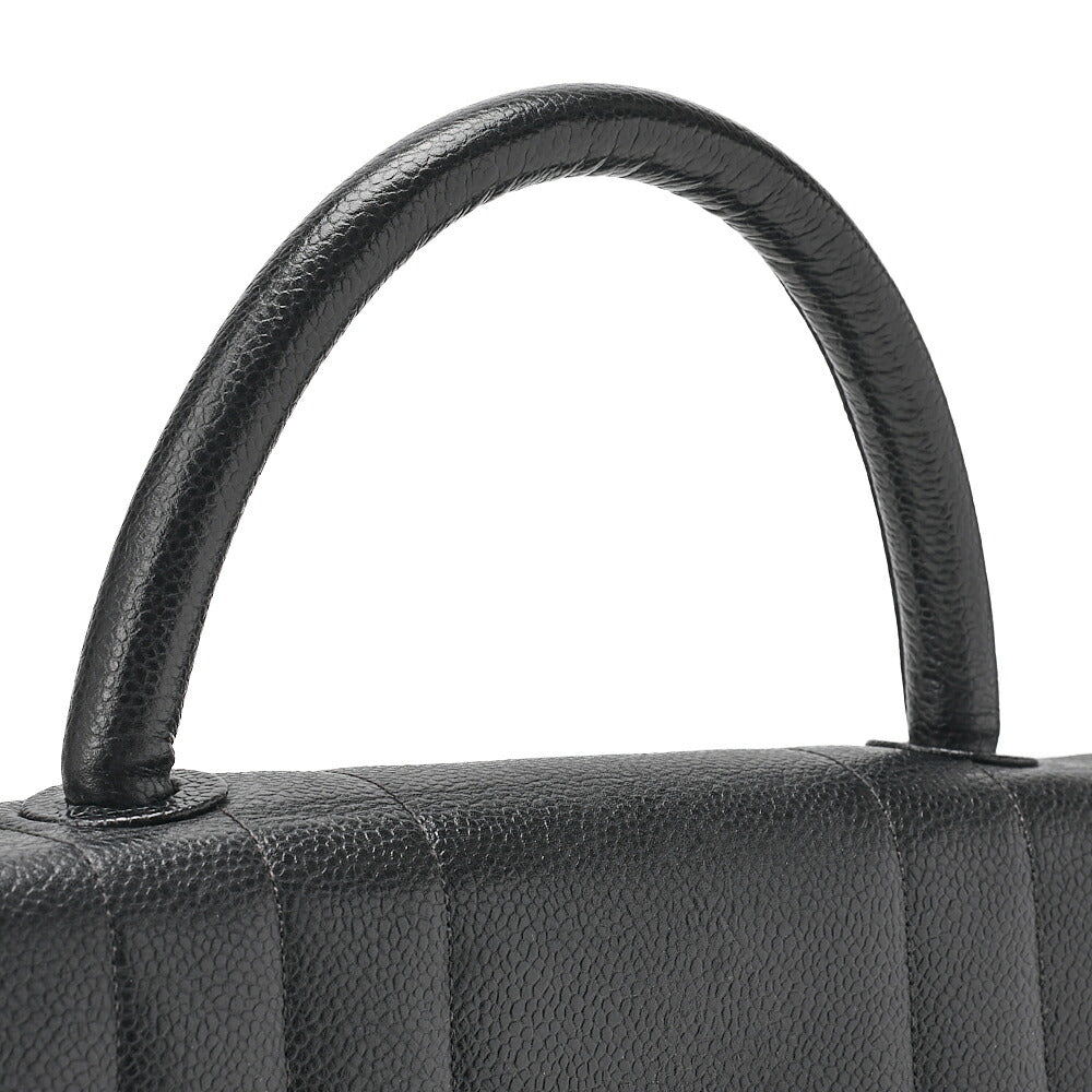 CHANEL Handbag Mademoiselle Turnlock Caviar Skin Black Gold-Tone Hardware, Pre-Owned