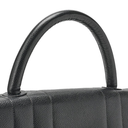 CHANEL Handbag Mademoiselle Turnlock Caviar Skin Black Gold-Tone Hardware, Pre-Owned