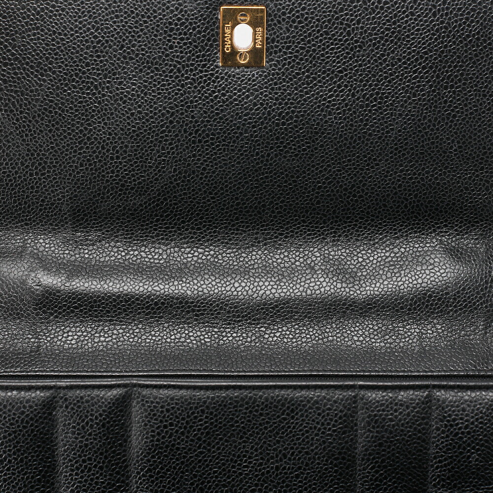 CHANEL Handbag Mademoiselle Turnlock Caviar Skin Black Gold-Tone Hardware, Pre-Owned