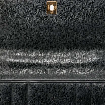 CHANEL Handbag Mademoiselle Turnlock Caviar Skin Black Gold-Tone Hardware, Pre-Owned