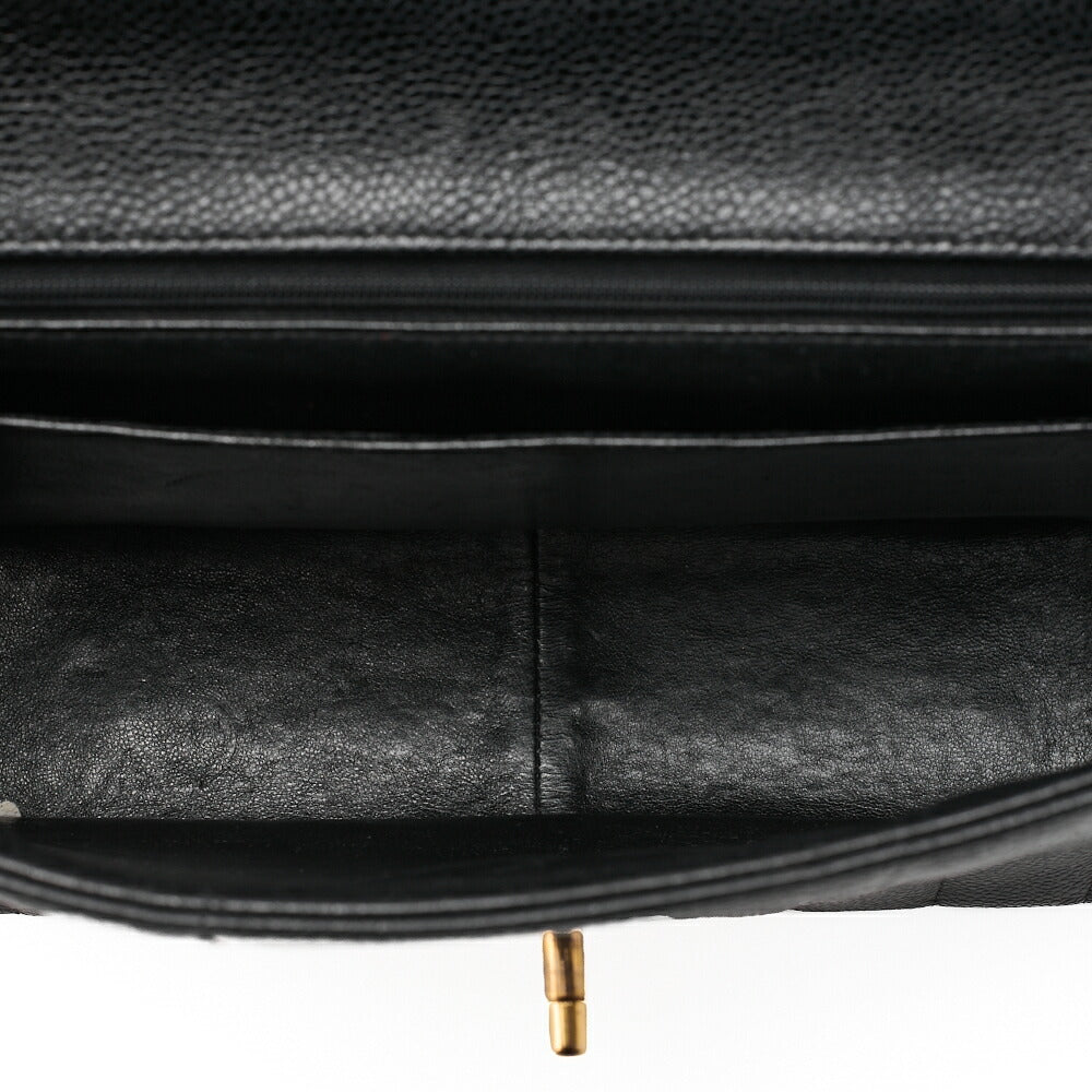 CHANEL Handbag Mademoiselle Turnlock Caviar Skin Black Gold-Tone Hardware, Pre-Owned