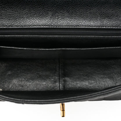 CHANEL Handbag Mademoiselle Turnlock Caviar Skin Black Gold-Tone Hardware, Pre-Owned