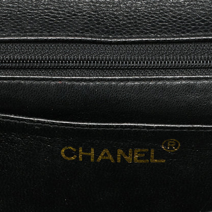 CHANEL Handbag Mademoiselle Turnlock Caviar Skin Black Gold-Tone Hardware, Pre-Owned