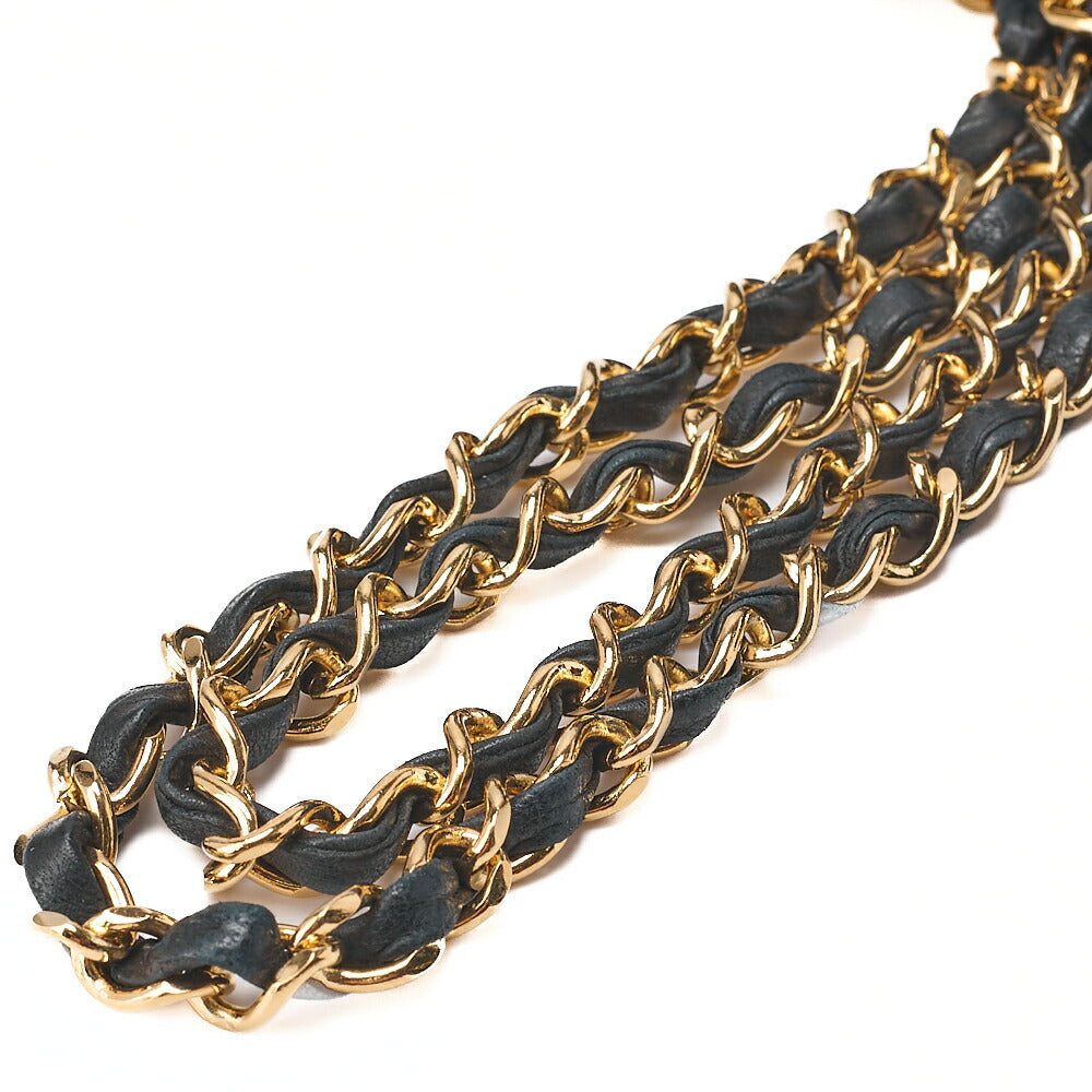 CHANEL Lambskin Matelasse 25cm Double Flap Chain Shoulder Black Gold-Tone Hardware, Pre-Owned