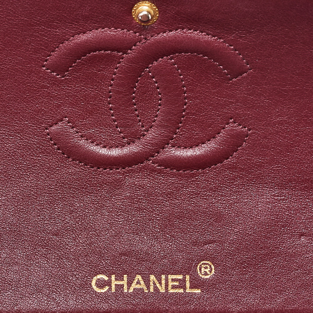 CHANEL Lambskin Matelasse 25cm Double Flap Chain Shoulder Black Gold-Tone Hardware, Pre-Owned