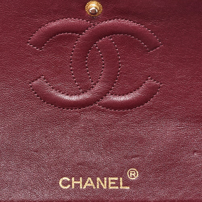 CHANEL Lambskin Matelasse 25cm Double Flap Chain Shoulder Black Gold-Tone Hardware, Pre-Owned