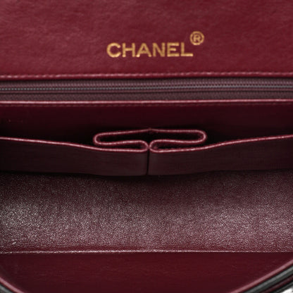 CHANEL Lambskin Matelasse 25cm Double Flap Chain Shoulder Black Gold-Tone Hardware, Pre-Owned