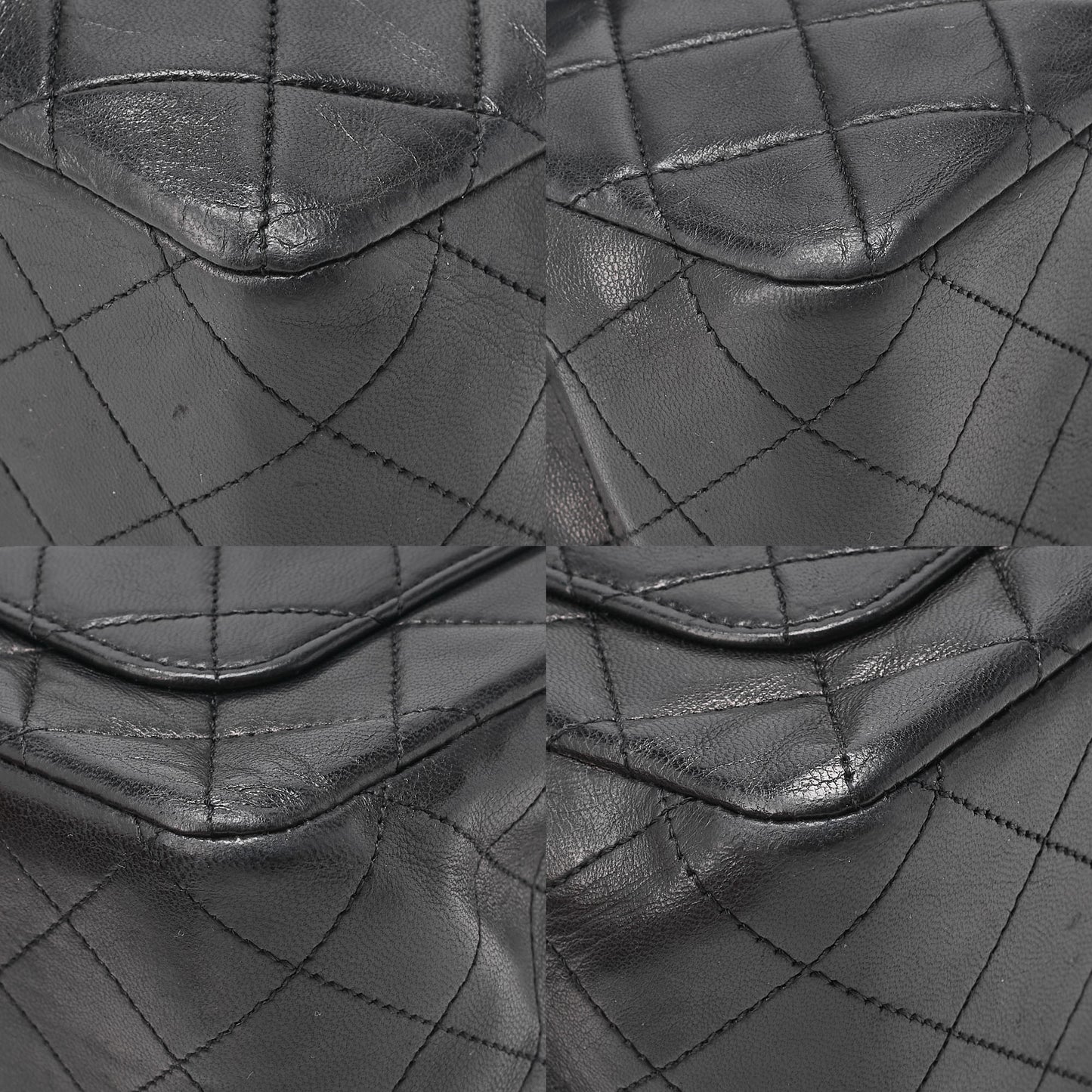 CHANEL Lambskin Matelasse 25cm Double Flap Chain Shoulder Black Gold-Tone Hardware, Pre-Owned