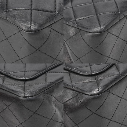 CHANEL Lambskin Matelasse 25cm Double Flap Chain Shoulder Black Gold-Tone Hardware, Pre-Owned