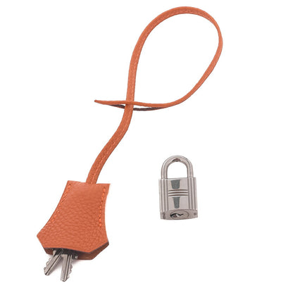 HERMES Birkin 35 Handbag Togo Orange Silver-Tone Hardware, Pre-Owned