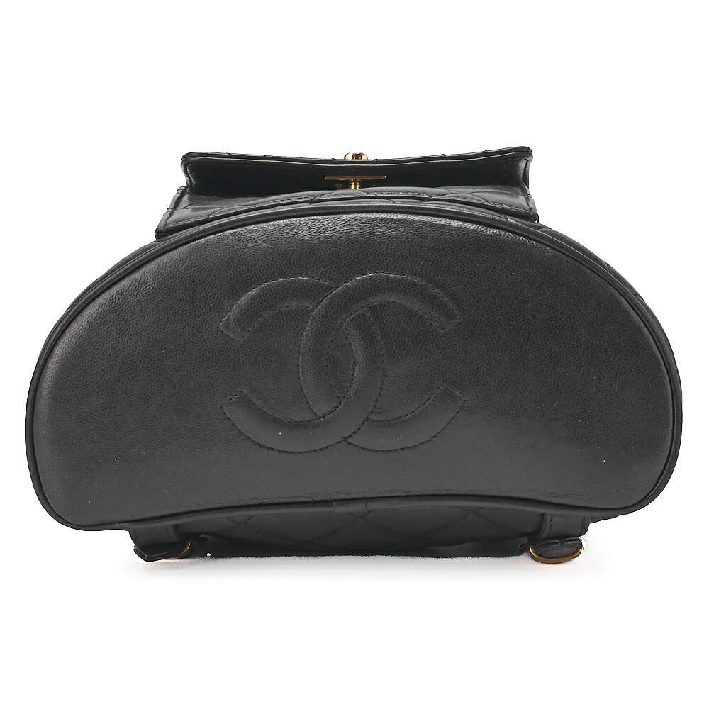 CHANEL Matelasse W Turnlock Chain Backpack Lambskin Black Gold-Tone Hardware, Pre-Owned