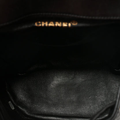 CHANEL Matelasse W Turnlock Chain Backpack Lambskin Black Gold-Tone Hardware, Pre-Owned