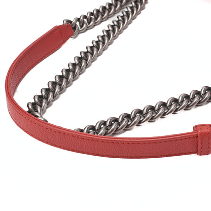 CHANEL Boy Chanel Matelasse Chain Shoulder Caviar Skin Orange Silver-Tone Hardware, Pre-Owned