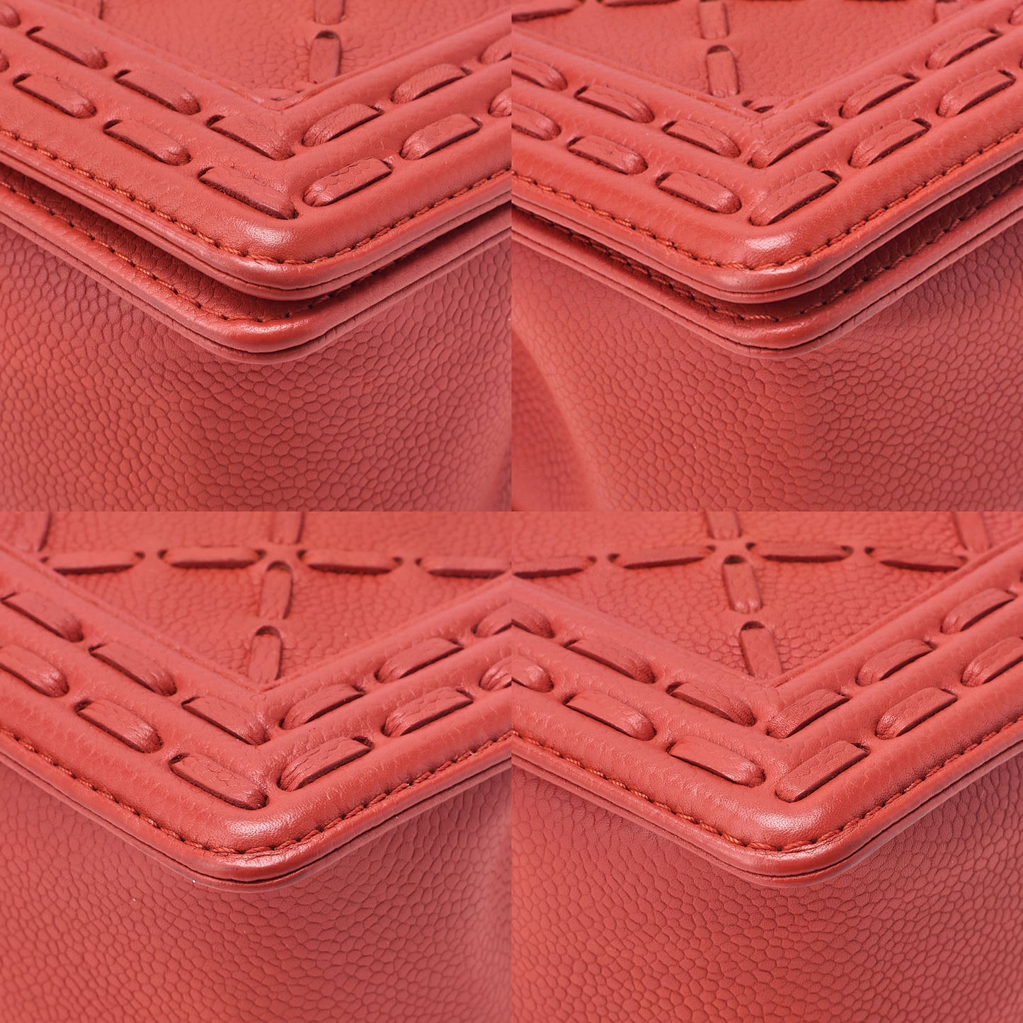 CHANEL Boy Chanel Matelasse Chain Shoulder Caviar Skin Orange Silver-Tone Hardware, Pre-Owned