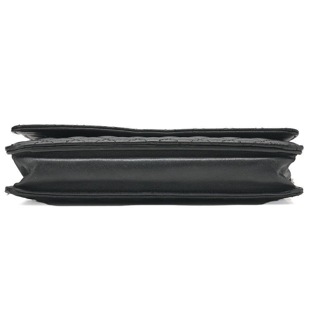 CHANEL Matrasse Chain Wallet Lambskin Black Gold-Tone Hardware, Pre-Owned