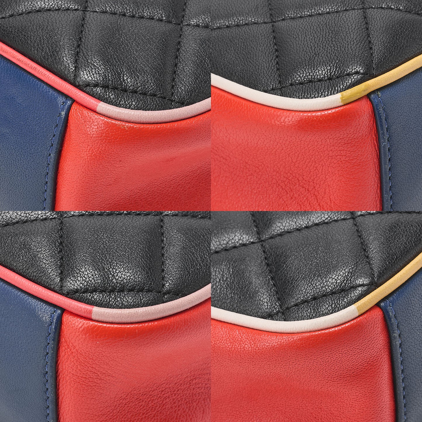 CHANEL Chain Shoulder Bag Matelasse Camera Type Lambskin Bicolor Silver-Tone Hardware, Pre-Owned