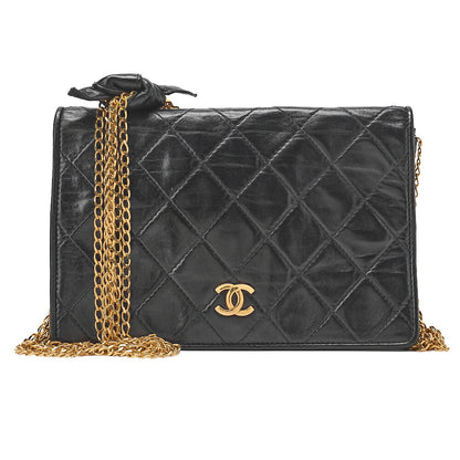 CHANEL Shoulder Bag Matelasse Coco Mark Push Lock 6-Strand Chain Shoulder Black Gold-Tone Hardware, Pre-Owned