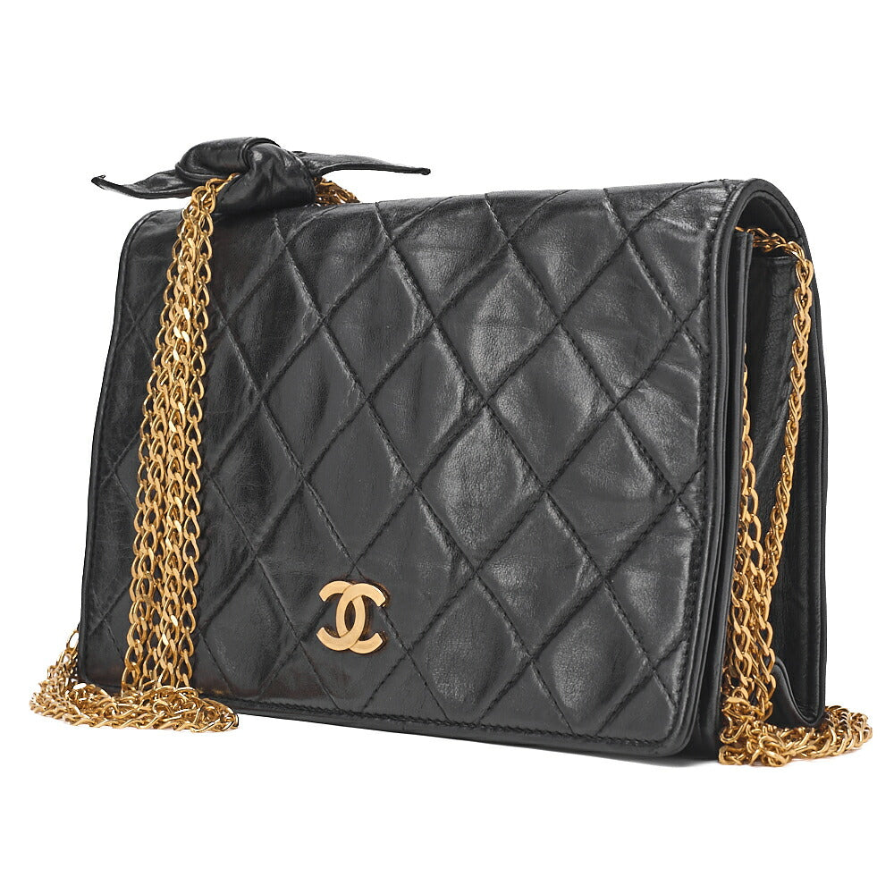 CHANEL Shoulder Bag Matelasse Coco Mark Push Lock 6-Strand Chain Shoulder Black Gold-Tone Hardware, Pre-Owned