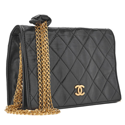 CHANEL Shoulder Bag Matelasse Coco Mark Push Lock 6-Strand Chain Shoulder Black Gold-Tone Hardware, Pre-Owned