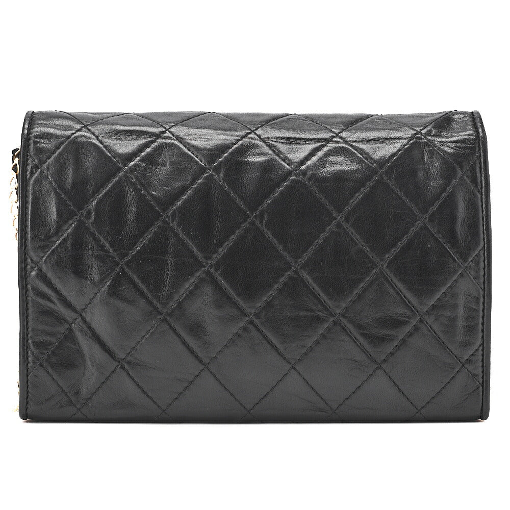 CHANEL Shoulder Bag Matelasse Coco Mark Push Lock 6-Strand Chain Shoulder Black Gold-Tone Hardware, Pre-Owned